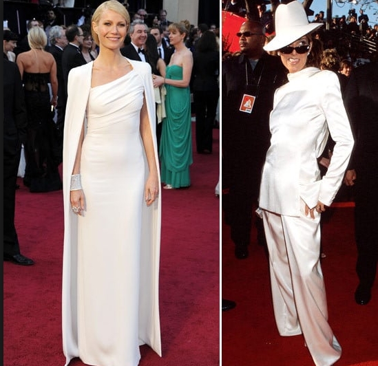 Backwards White Tux And Gwens Dress At The Oscars