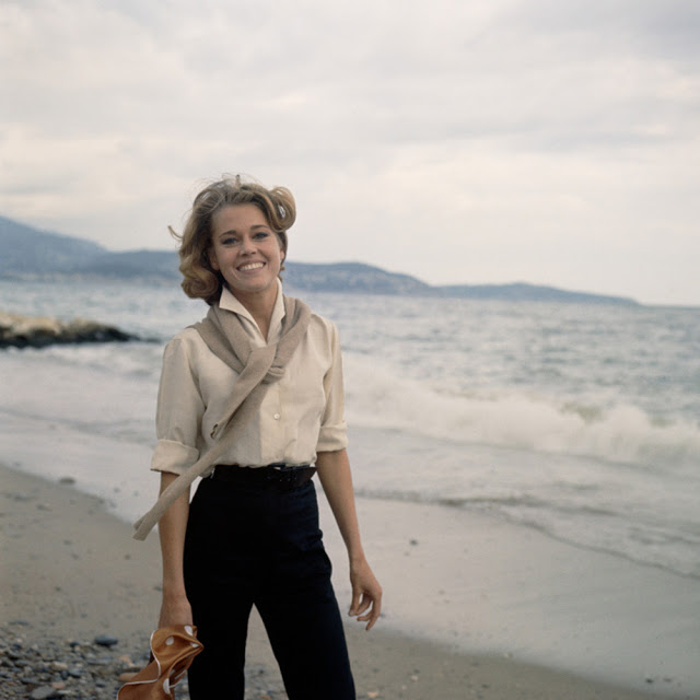 A Young Jane Fonda On The Beach Late 1950s.