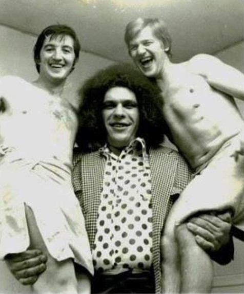 Andre The Giant Holding Carol Vadnais And Bobby Orr Of The Boston Bruins Up In The Air. 1972