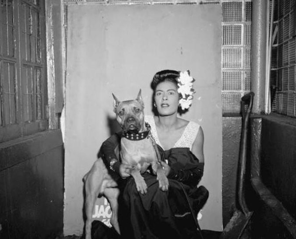 Billie Holiday And Her Dog Mister At The Downbeat In New York 1947.