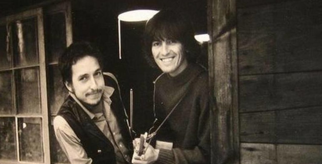 Bob Dylan And George Harrison Hanging Out In Woodstock NY 1968.