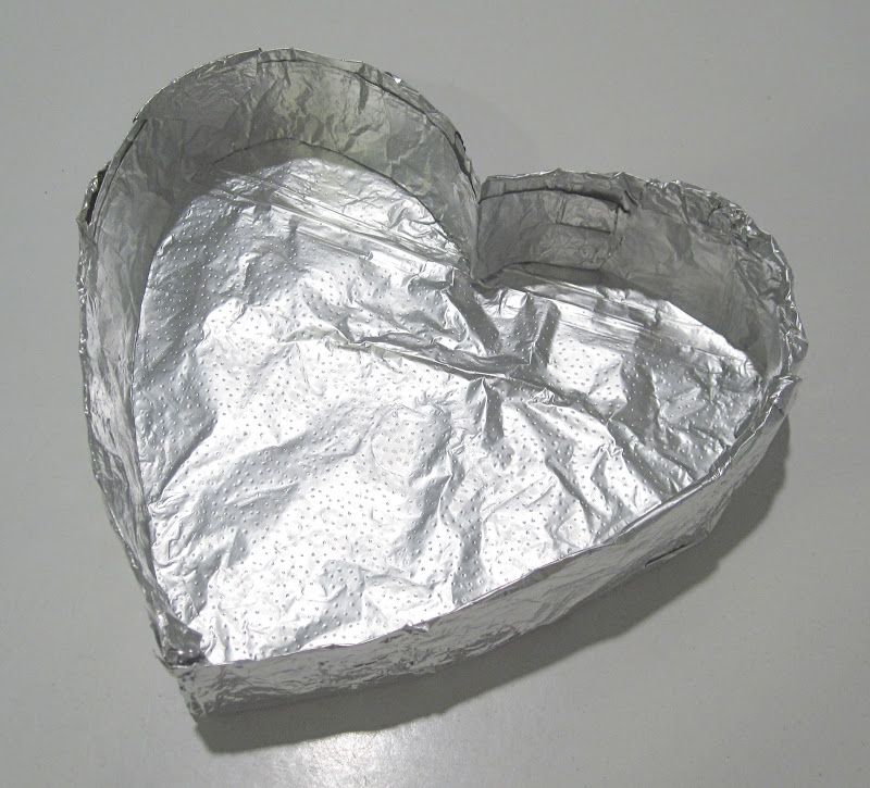 Heart Shaped Pan Made Out Of Aluminum Foil