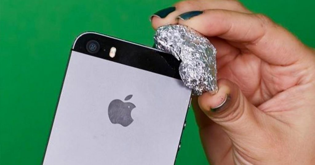 Aluminum Foil On The Corner Of A Smartphone