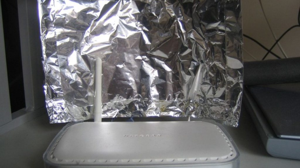 Wifi Router With Aluminum Foil Around It