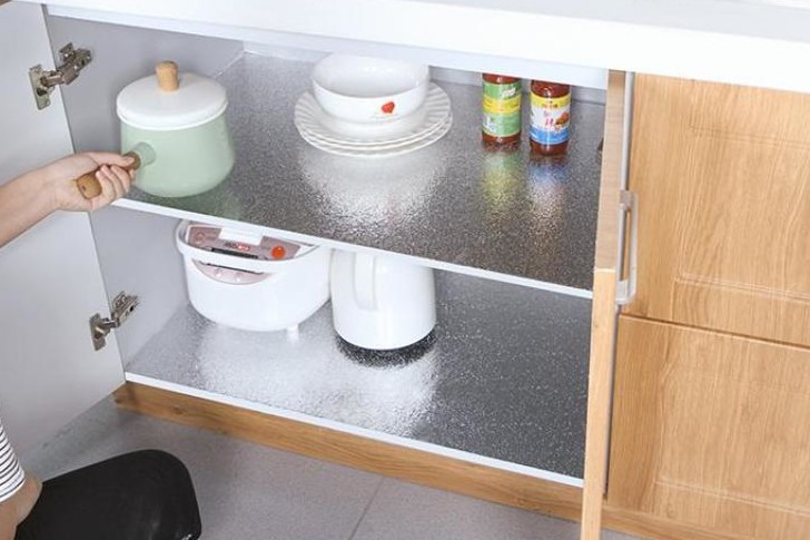 Cabinet Shelves Lined With Aluminum Foil