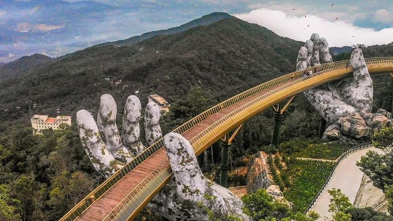 Cau Vang Golden Bridge In Vietnam