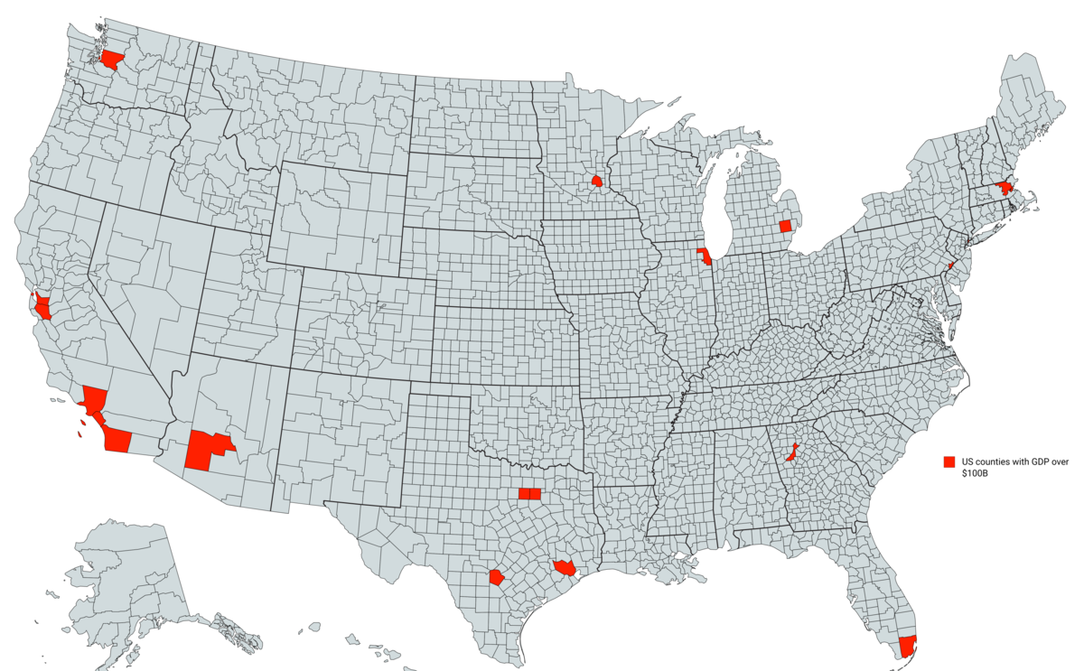 Counties With A GDP Over $100 Billion