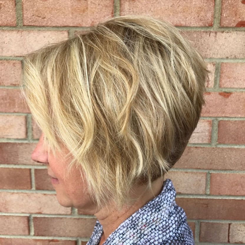 Honey Blonde Layered Bob With Short Back