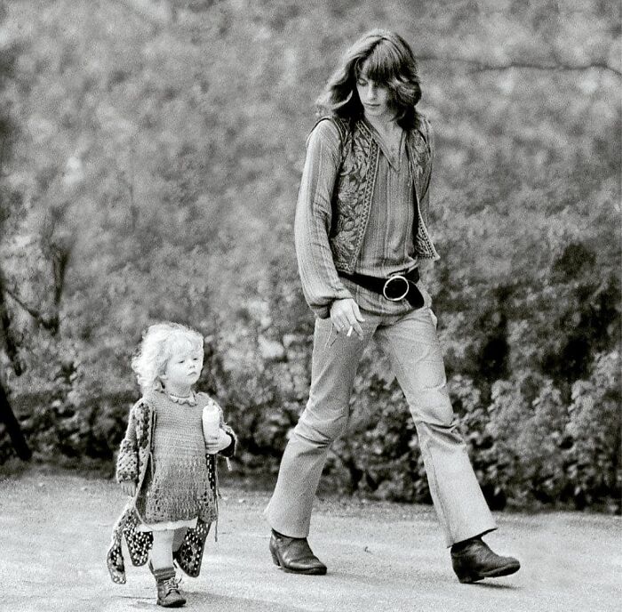 Dutch Hippie And Daughter In 1968